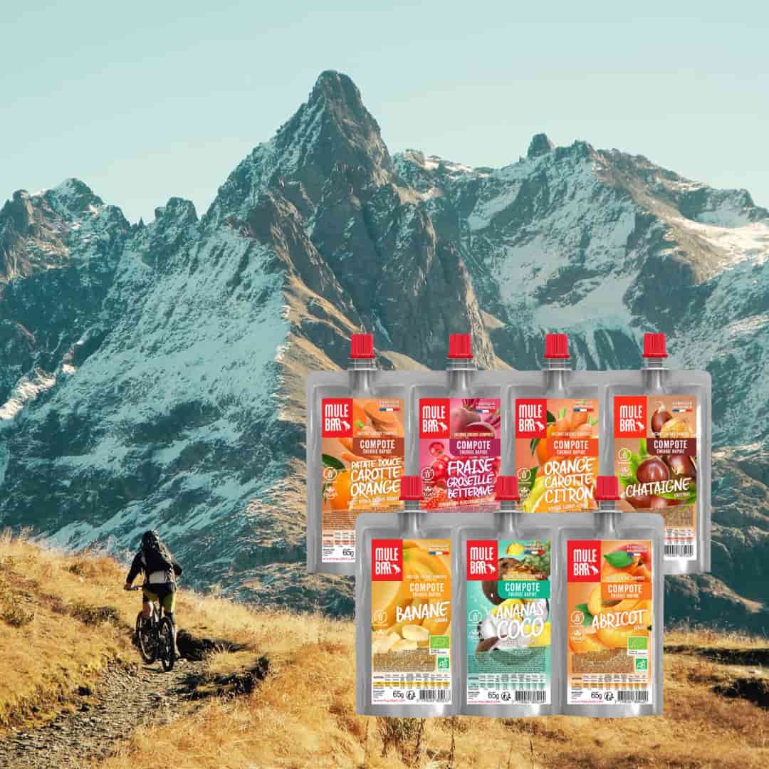 Gamme 7 compotes énergétiques Mulebar 65g