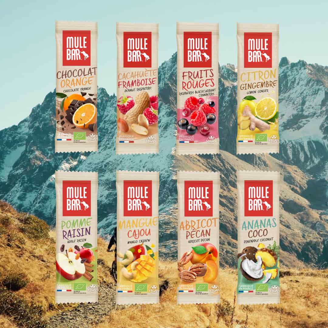 Gamme barres énergétiques Mulebar pour les sports d'endurance