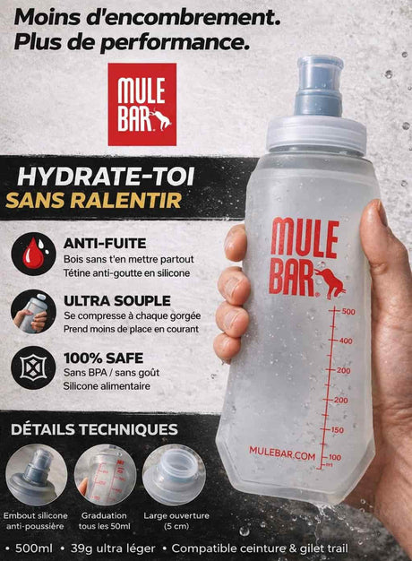 Argumentaire Gourde souple en Silicone Mulebar 500ml