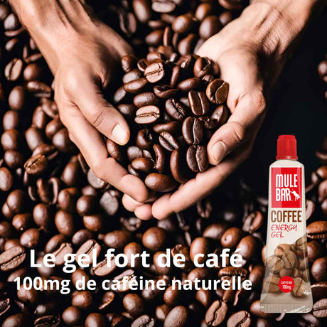 Publicité gel énergétique caféiné vegan Mulebar café 37g